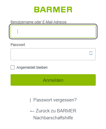 Bild des Anmeldeformulars auf dieser Plattform.